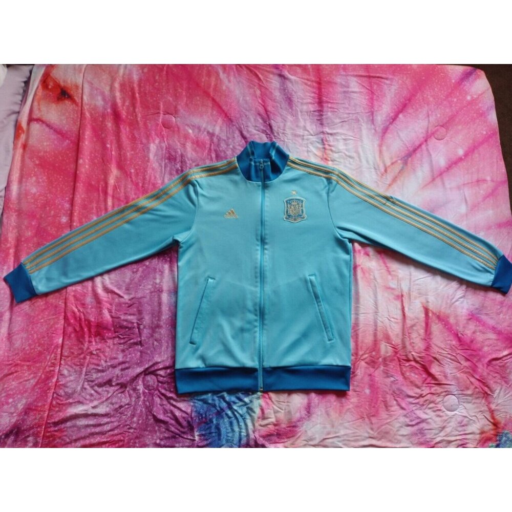 Spain Soccer Adidas Baby Blue Track Top Jacket Men's Medium Football España 2010